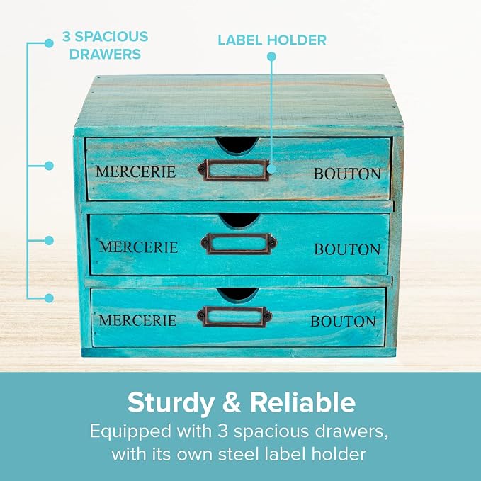 Turquoise 3-Tier Drawer Unit - Image 4