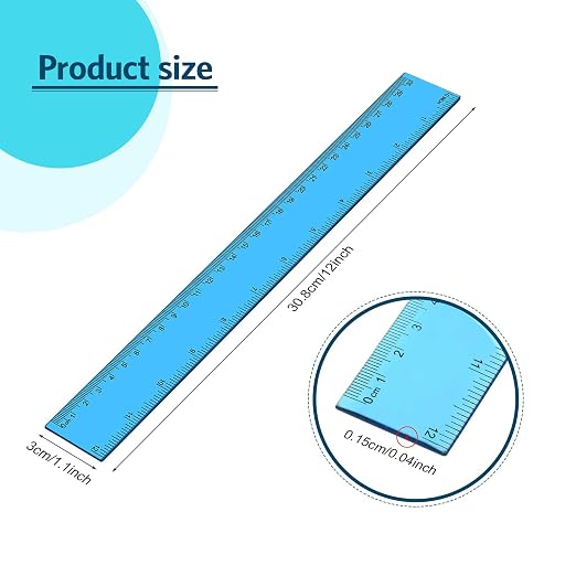 EBOOT 20 Pack Plastic Ruler 12 Inch Straight Flexible Ruler - Image 5
