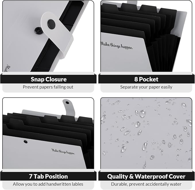 SKYDUE Accordion File Organizer, 8 Pockets Expanding File Folders, Portable - Image 3