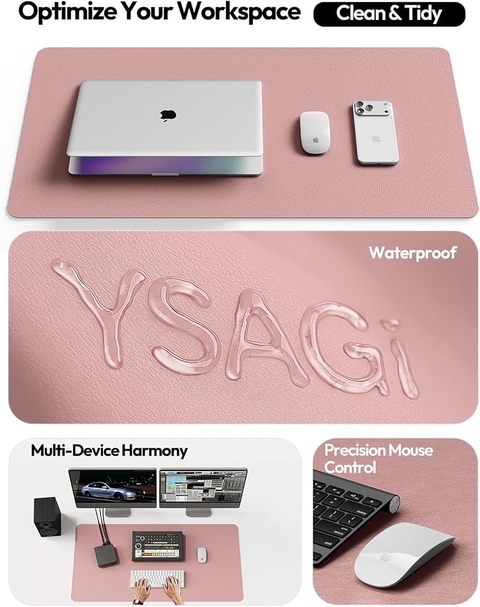 YSAGi Leather Desk Protector, Office Mat, Large Mouse Mat, Non-Slip PU Leather - Image 7