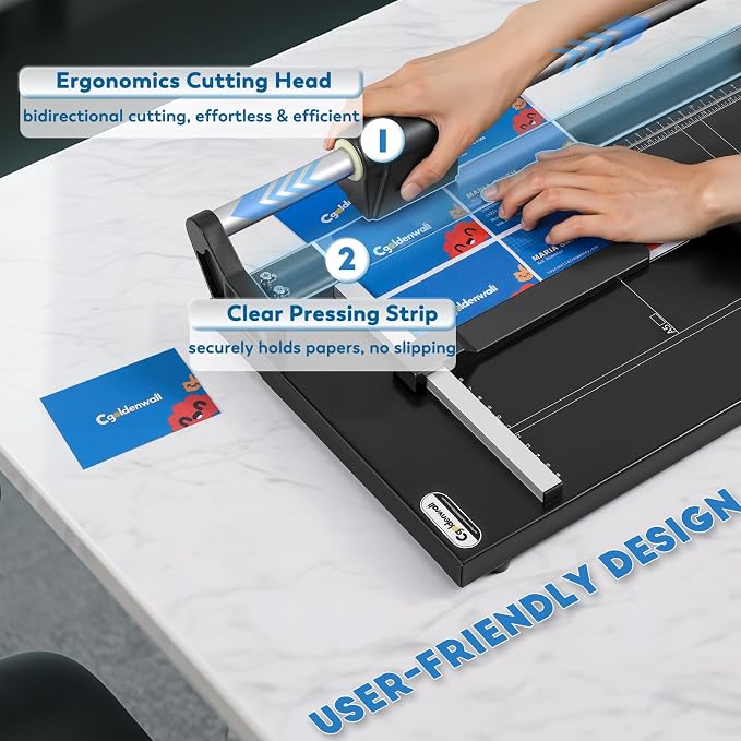 CGOLDENWALL A4 Rotary Paper Trimmer, 12 Sheets, w/Extra Blade & Gloves - Image 4