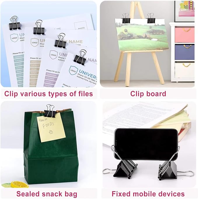 208 PCS Binder Clips Paper Clamps Assorted Sizes, Metal Paper Binder Clip - Image 5