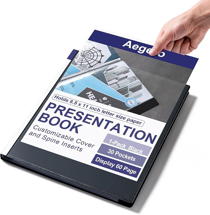 Aegero Presentation Binder 30-Pocket, Displays 60 Pages, 8.5x11 Presentation by Unknown