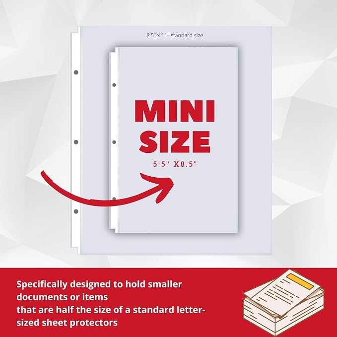 Office Werks Heavyweight Clear Mini Sheet Protectors Holds 5.5 x 8.5 Inches - Image 2