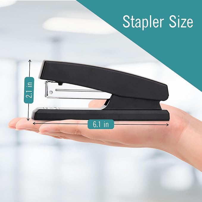 EXTRIC Staplers for Desk Black Stapler Heavy Duty 12 PK 25 Sheet Capacity - Image 2