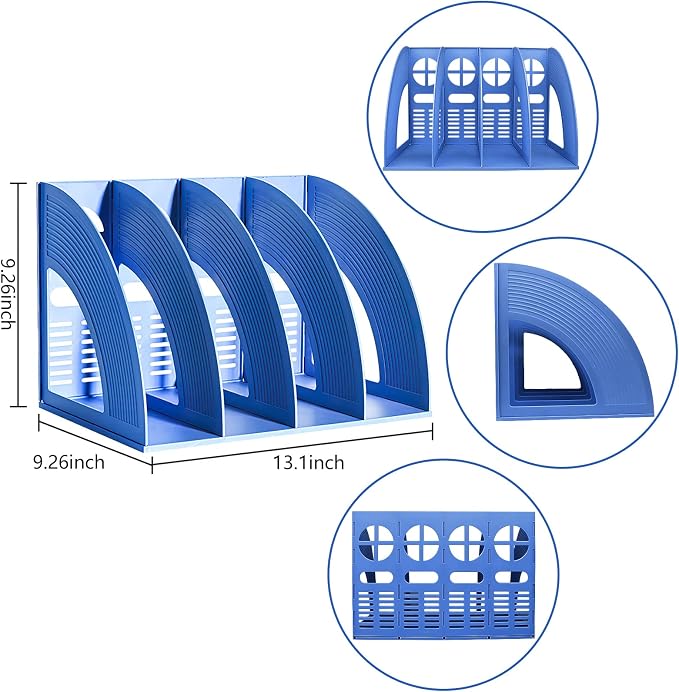 SAYEEC File Holder Storage Folder 4 Compartment Standing Desktop Hollow - Image 2