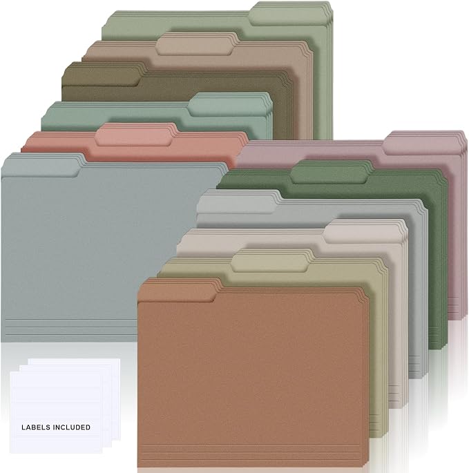 48 Pcs File Folders 9.5x11.6 Inch Manilla Folders Letter Size by Resholder