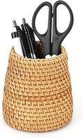 Wicker Rattan Pencil Holder, Handwoven Natural Rattan Pen Cup Organizer by JANKOW