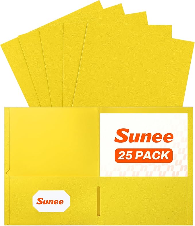 SUNEE Folders with Pockets, 2 Pocket Folders Fit Letter Size Paper, Paper File by SUNEE