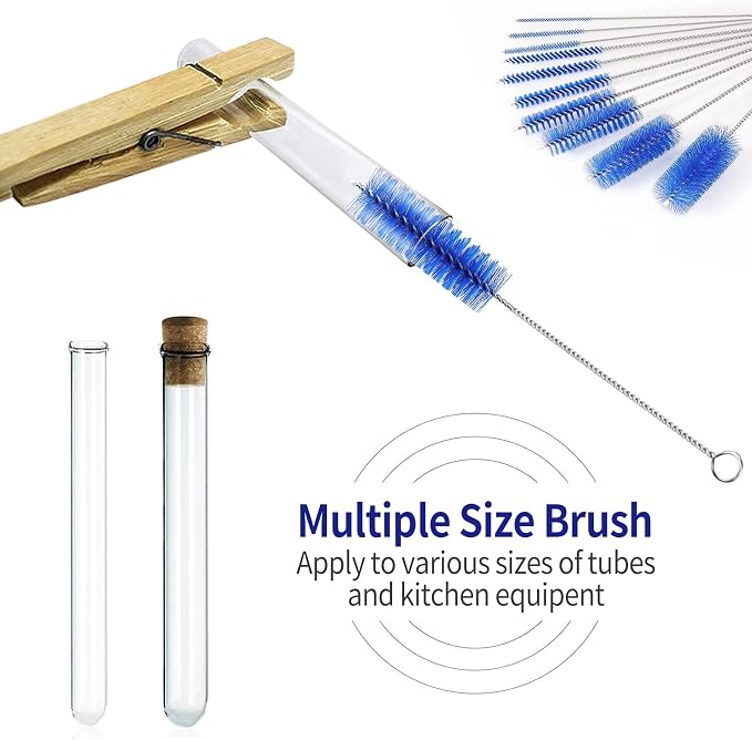 CiaraQ Bottle Cleaning Brushes, 8 Inch Nylon Tube Brush Set | Navy Blue Cleaner - Image 5