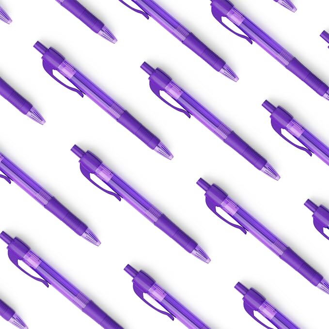 deegtran Pens Bulk, 30 Pack No Bleed Purple Ink Click Pens - Image 6