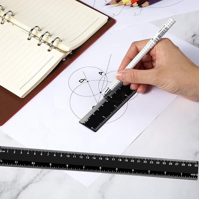 eBoot Plastic Ruler Straight Ruler Plastic Measuring Tool 12 Inches and 6 Inches - Image 5