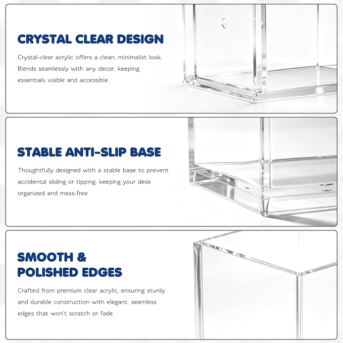 Acrylic Pen Holder 12 Pack, Makeup Brush Holder, Acrylic Pencil Organizer - Image 3