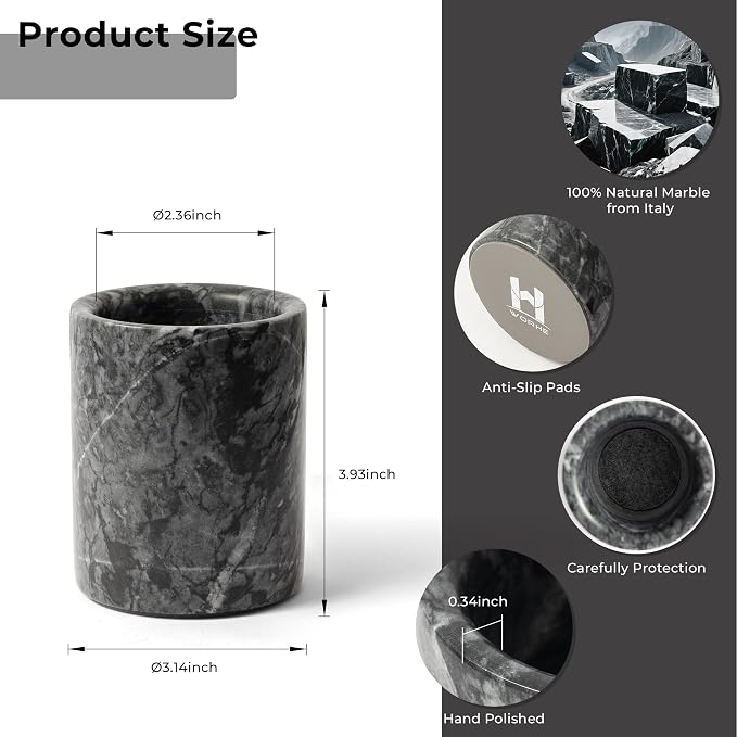 Pen Holder Stand Italy Natural Premium True Marble Makeup Brush Holders - Image 3
