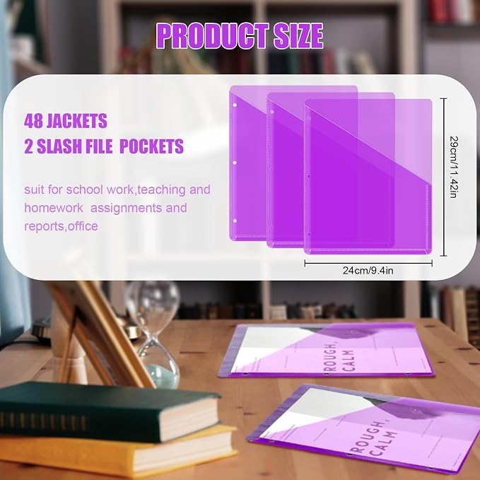 Seajan 48 Pcs Pocket Folders for 3 Ring Binder Clear Plastic Folders Sleeves - Image 2
