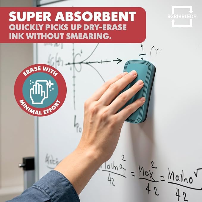 Scribbledo Boho Magnetic Dry Erase Eraser 2 Pack Streak-Free Whiteboard | - Image 6