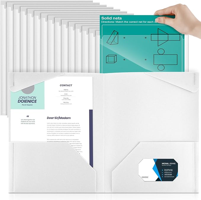 Henoyso 36 Pack White Plastic Folders by Henoyso