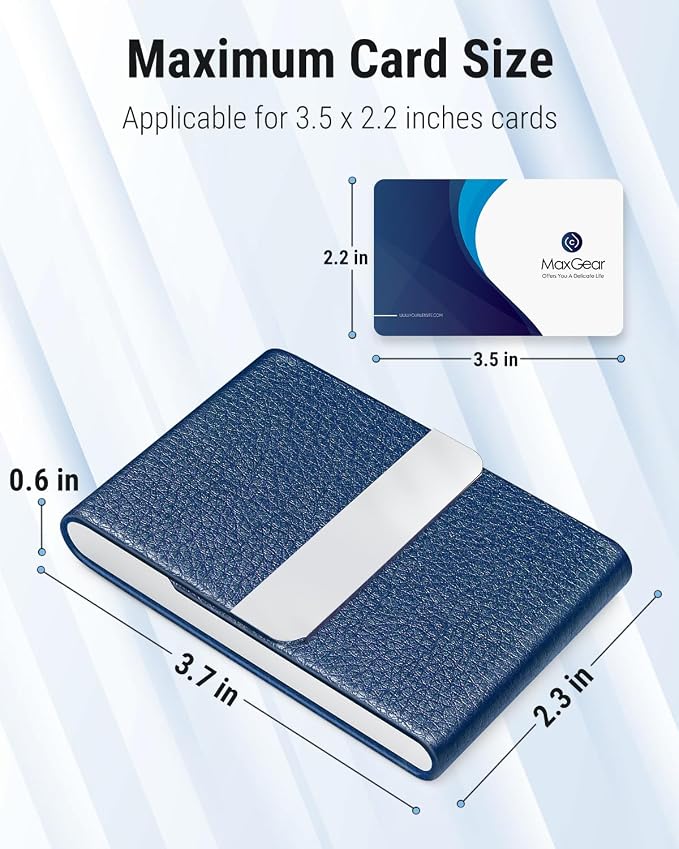 MaxGear Business Card Holder, PU Leather & Stainless Steel Business Card Case - Image 5