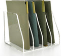 Acrylic Magazine File Holder, 4 Vertical Compartments Desk Document Sorter by AIMOLLYACRYLICSTORAGE
