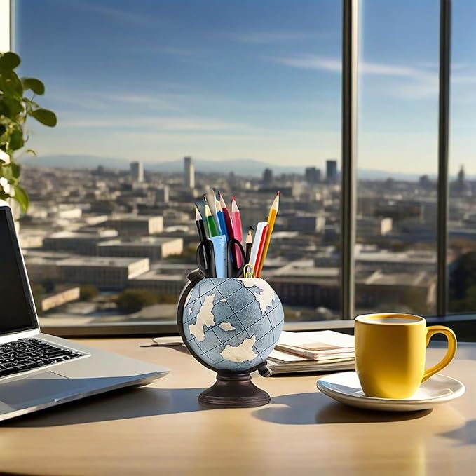 MUAMAX Globe Pen Pencil Holder for Desk Pen Organizer for Desk Desktop - Image 6