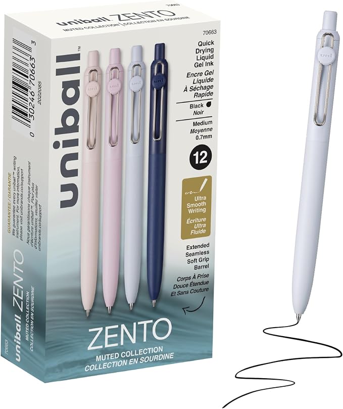 uniball™ Zento Gel Pens, 0.7mm Medium Point, Retractable, Smooth Writing by uni-ball