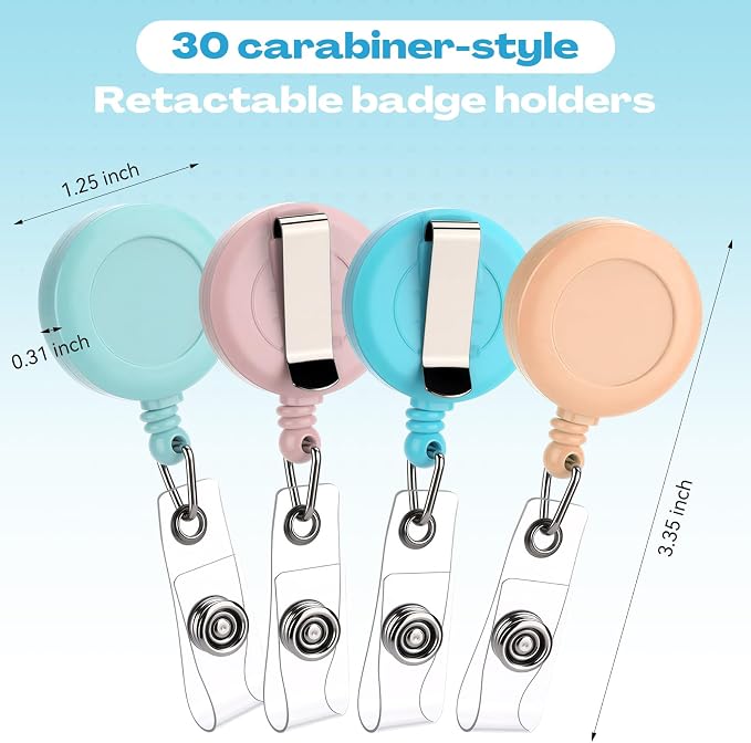 Zonon 30 Pcs Retractable Badge Reel Clips ID Card Holder Reel - Image 2