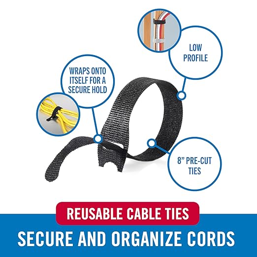VELCRO Brand 150pk Cable Ties Value Pack, 8in | Gifts - Image 2