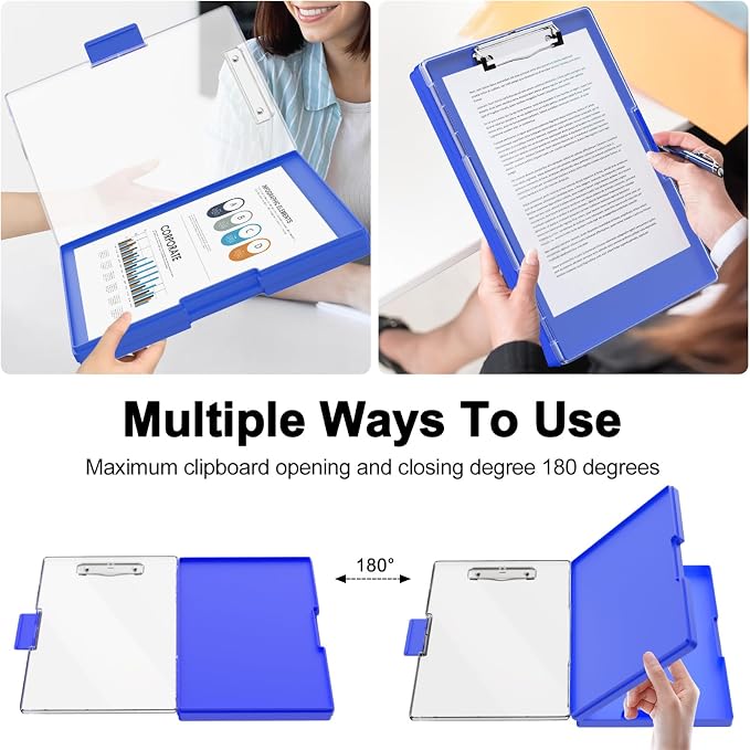 Piasoenc Clipboard with Storage, 8.5 x 11 Clip Boards with 2 Storage, Folio & - Image 3