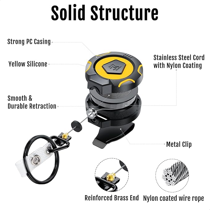MNGARISTA Heavy Duty Retractable Badge Reel, 10 oz 31.5'' Keychain | heavy duty - Image 5