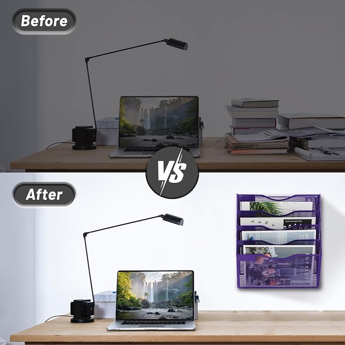 EASEPRES 5 Pocket Mesh Hanging Wall File Organizer, Wall Mounted Mail Paper - Image 3