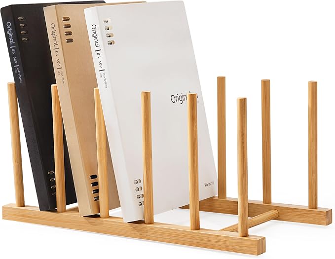 HBlife Desk File Organizer 5 Section Upright File Sorter, 1 Pack Bamboo File by HBlife