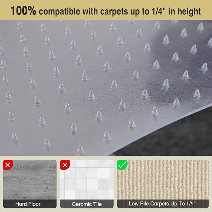 36”x 48” Carpet Floor Mat for Office Chair, HeavyDuty Chair Mats for Carpeted - Image 2