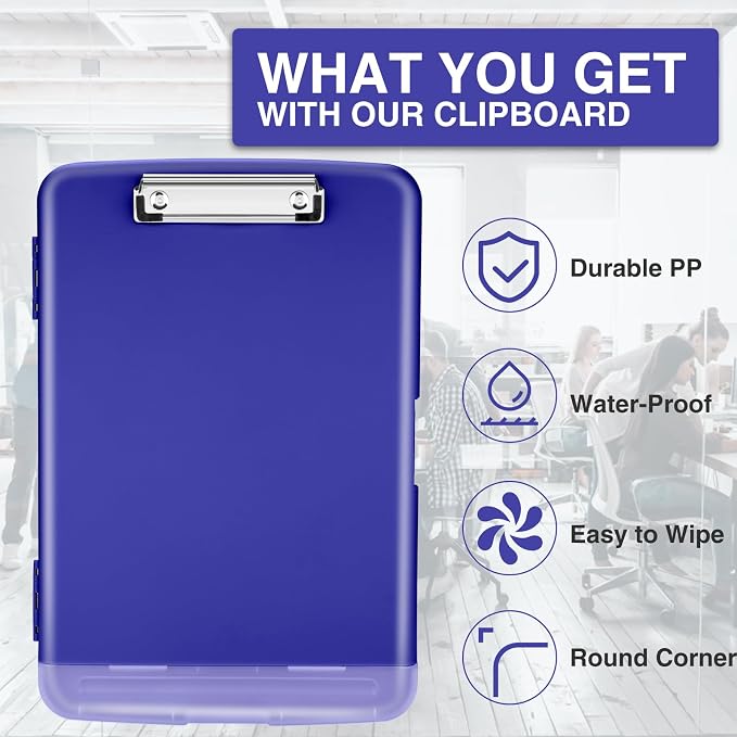 Sooez Clipboard with Storage, Clip Board 8.5 x 11 with Pen Holder, Plastic - Image 4