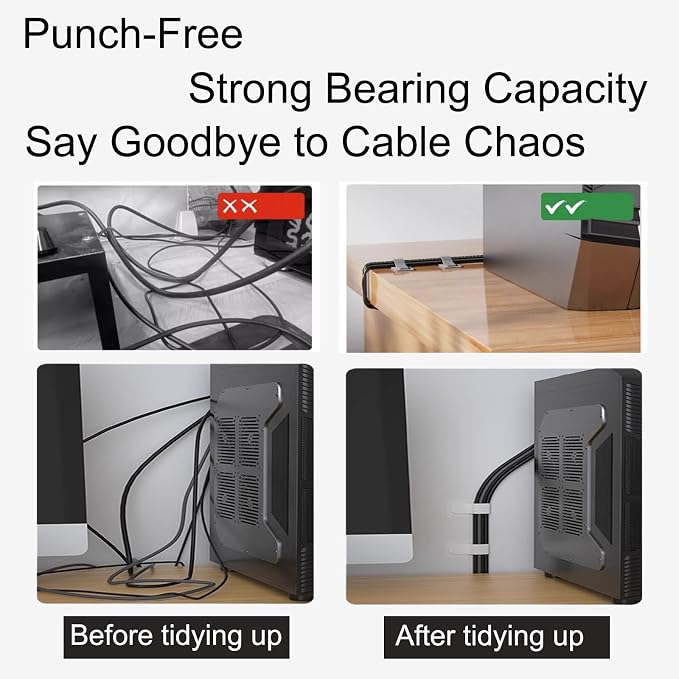 Cable Management Under Desk Cord Organizer Wire Computer Hider Clips Table Tray - Image 5