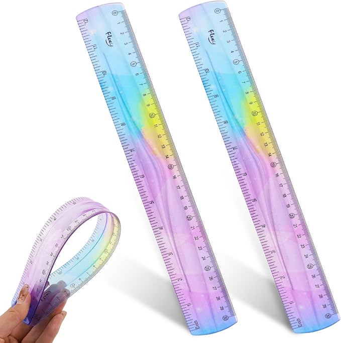 2 Pack Flexible Ruler Set, 12 Inch Bendable Rulers by Cfyosnk