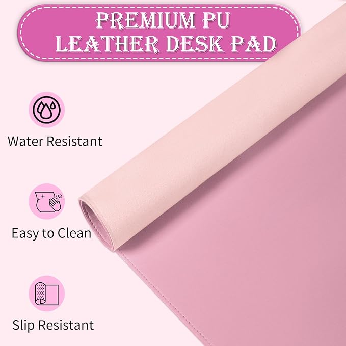 PU Leather Desk Pad Protector, Non-Slip Large Mouse Pad & Keyboard Mat - Image 4