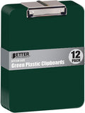 Better Office Products Green Plastic Clipboards, 12 Pack, 12.5 x 9 Inch by BetterOfficeProducts
