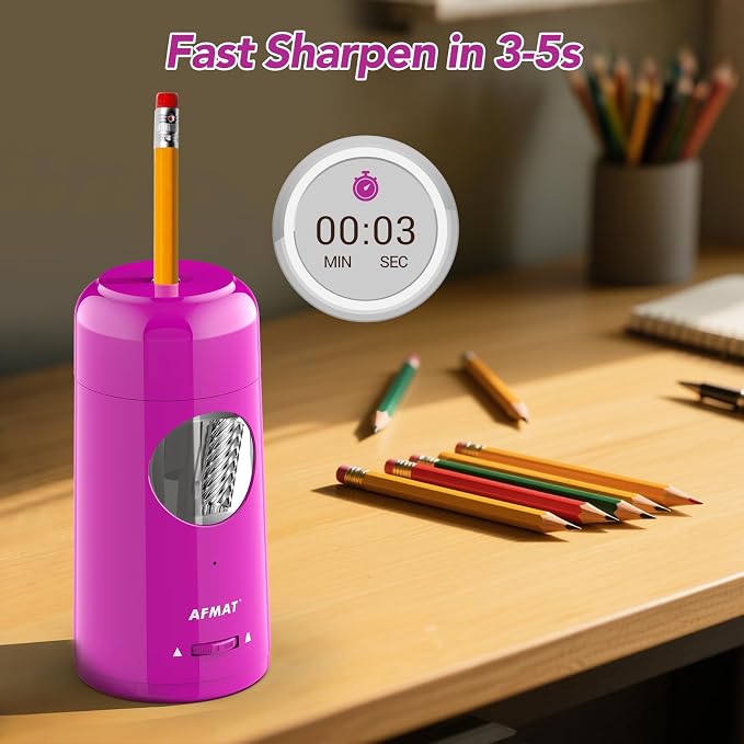 AFMAT Electric Pencil Sharpener, Rechargeable Fully Automatic Pencil Sharpener - Image 4