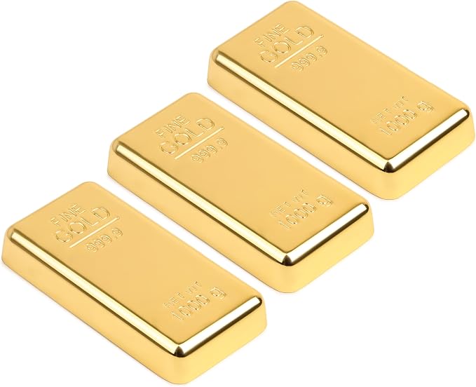 ZAHEPA Gold Bar Paperweight Pack of 3, Realistic Fake Gold Bars Desk Decor | - Image 9