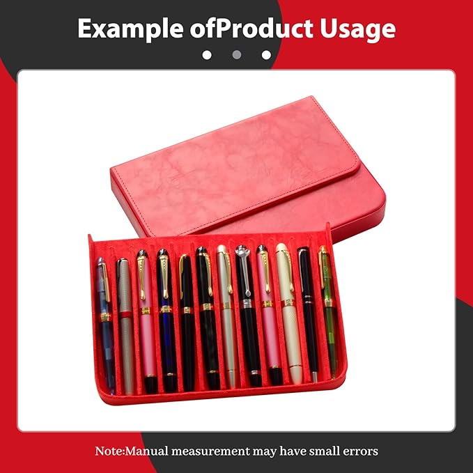Leather 12 Fountain Pen/Pencil Tray Case Organizer, Fashion Design, Magnetic - Image 4