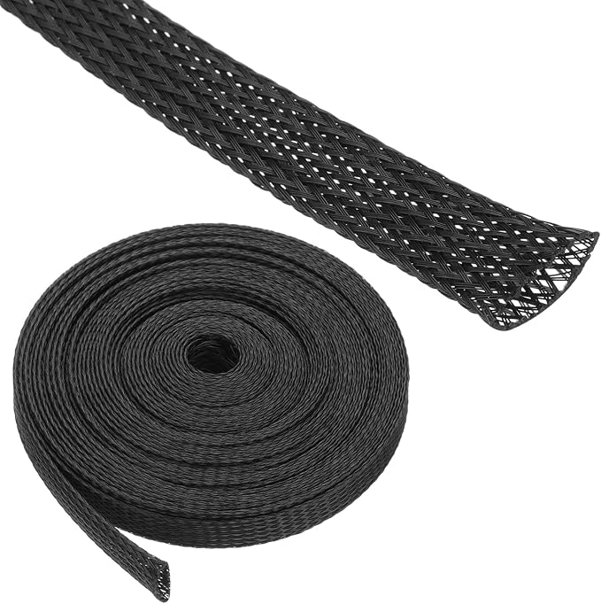10ft PET Expandable Wire Loom 3/4 Inch, PET Braided Wire Sleeving Cable by Rebower
