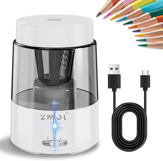 ZMOL Electric Rechargeable Pencil Sharpener, Automatic Pencil Sharpeners by ZMOL