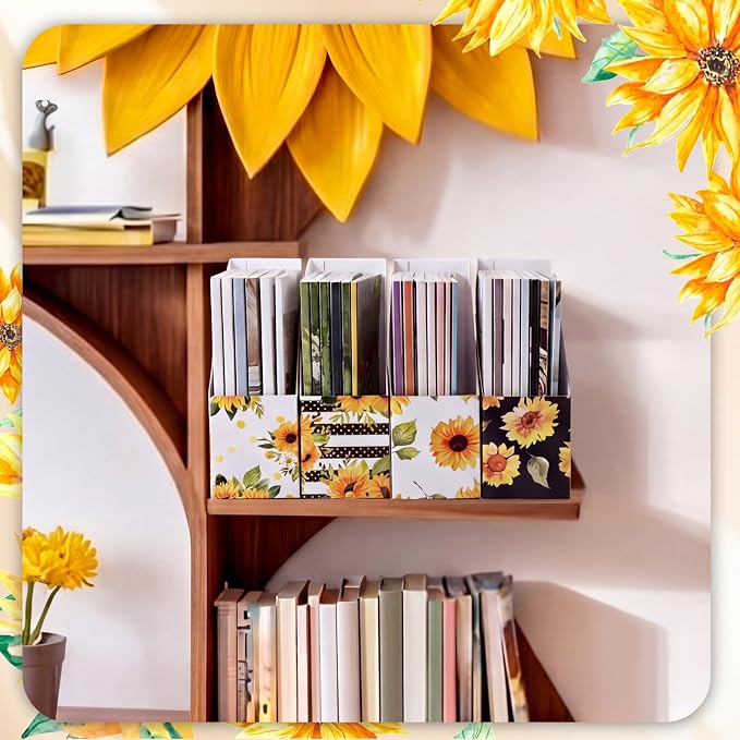 AmazingSpark Set of 4 Sunflower Magazine Holder Decorative Foldable Magazine - Image 6