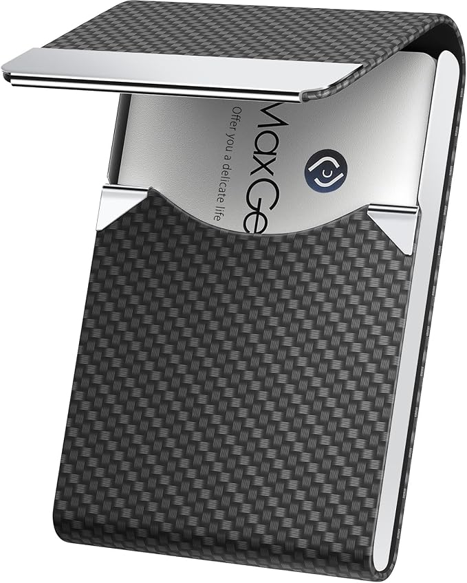 MaxGear Business Card Holder, PU Leather Business Card Case, Magnetic Closure by MaxGear