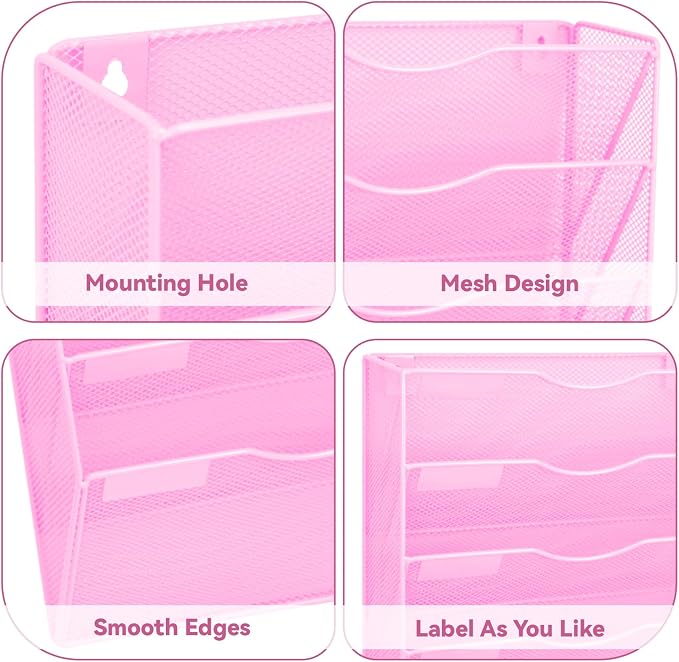 8 Pockets Mesh Wall File Holder Organizer Office Hanging File Folder Magazine - Image 3
