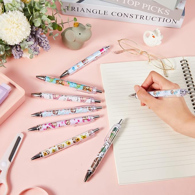 Ireer 8 Pcs Ballpoint Pens for Women 1.00 mm Cute Black Ink Fancy Pens Fine - Image 3