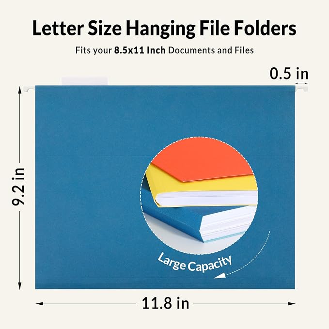 SUNEE Hanging File Folders, 6 Pack Letter Size Hanging File Folders - Image 5