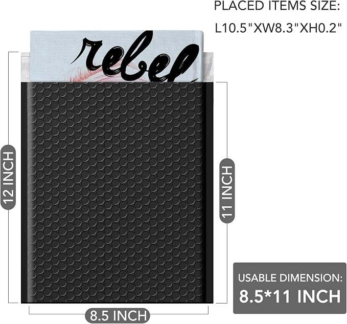 GSSUSA Black Bubble Mailers 8.5x12 Padded Envelopes, 1 Pallet Pack of 6000 - Image 2