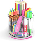 Wawocs Small Pencil Organizer for Desk Acrylic 4 Compartments, Tiny Rotating by Wawocs