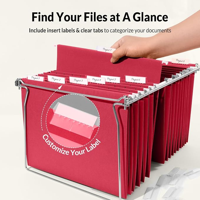 SUNEE Hanging File Folders, 25 Pack Letter Size Hanging File Folders - Image 2